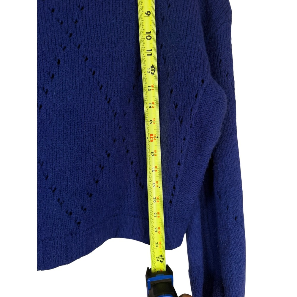 For Love & Lemons Blue Pointelle Knit Diamond Sweater Crew Neck Small - Picture 5 of 6